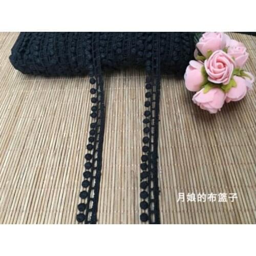 5 Meters/lot Width 1cm Black Water Soluble Cotton Lace Applique Trim Ribbon DIY Clothing Garment Dress Accessories