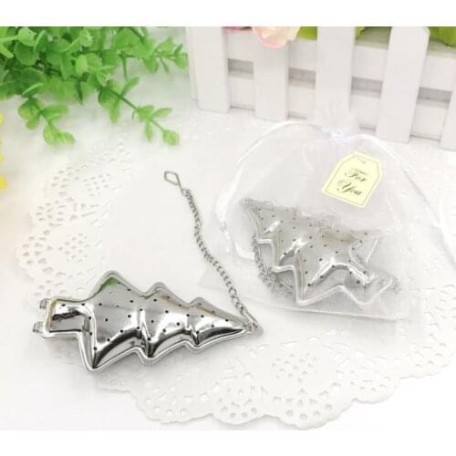 50pcs Christmas Tea Infuser 304 Stainless Steel Christmas Tree Tea Strainer Loose Leaf Tea Coffee Seasoning Filter F277
