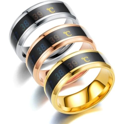 8mm Temperature Ring Titanium Steel Mood Emotion Feeling Intelligent Temperature Sensitive Ring for Women Men Waterproof Jewelry