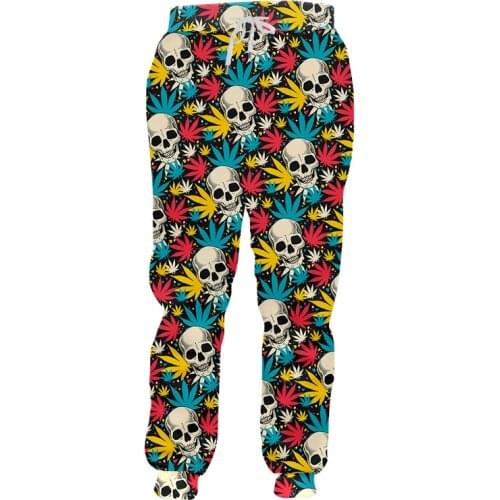 IFPD Trousers Skull 3D Printed Colorful Maple Leaves Fashion Hip Hop Jogger Pants New Casual Men Women Gym Trousers