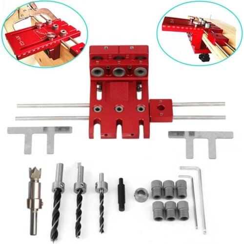 Woodworking 3 in1 log tenon hole punch combo / triple punch locator hole punch opener Woodworking furniture plate DIY tools