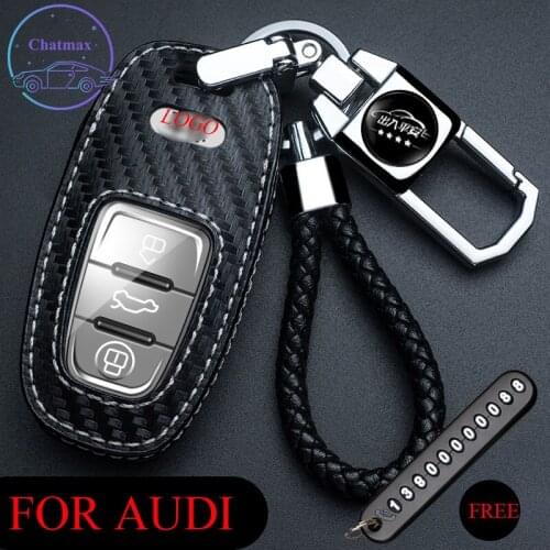 For Audi A3 A5 Q5 A7 Q7 Q5L A6L A4L A8L Car Key Bag Genuine Leather Case Fob Cover Red Black Holder Interior Accessory