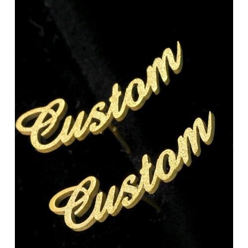 Name Earrings Women Stainless Steel Gold Custom Earrings Frosted Customized Personalized Jewelry Wholesale