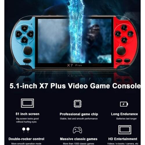 5.1" X7 Plus Video Game Console 8G Handheld Game Players Double Rocker with 1000 Games MP5 Game Controller support Video Playing