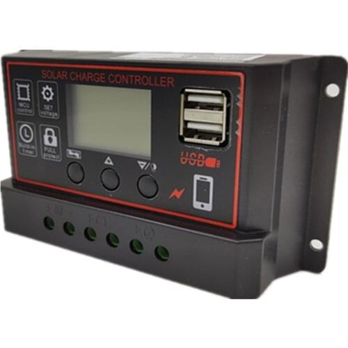 12V 24V Charger Controllers LCD Display Dual USB Output PWM Solar Charge LCD USB Port Solar Panel Battery Regulator