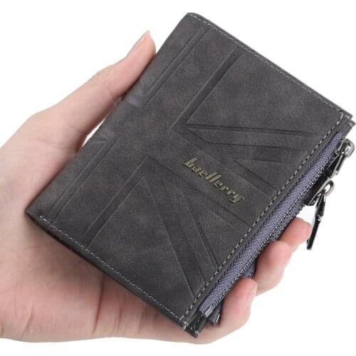 Brand Men PU Leather short Wallet With Zipper Coin Pocket Vintage Big Capacity Male Short Money Purse Card Holder 2021 New