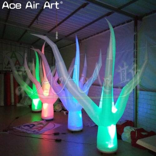 Beautiful 4 PCS Colorful Led Lighting Inflatable Tree,2.4 m tall Sea plants with Opening Branch for Stage Decoration