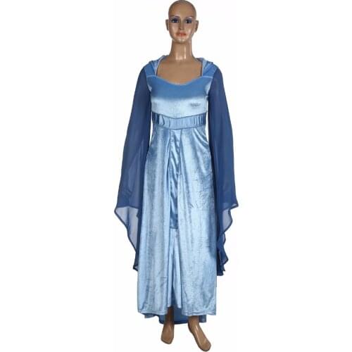 3 Color Autumn and Winter Womens Fashion Retro Medieval Dress Green Flare Sleeve Back Lace Up Hooded Cosplay Costume Hall S-2XL