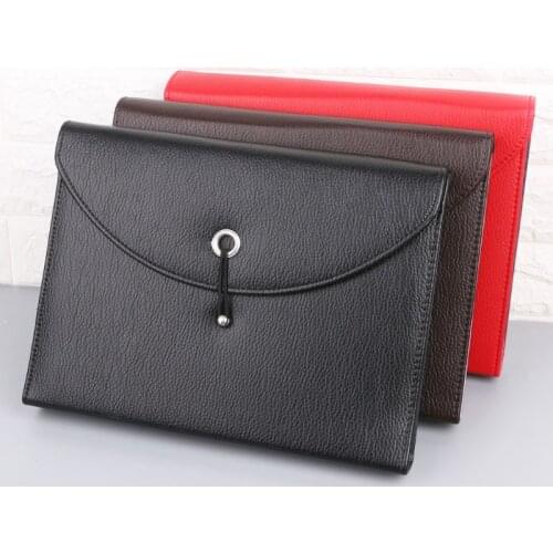 Fashion A4 Business Bag Men Lady Leather Pouch Paper File Folders Package Messenger Bags 13 Layers