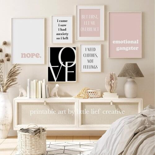 Fashion Girls Wall Art Abstract Minimalist Funny Quotes Canvas Painting Picture Posters for Teen Girls Bedroom Living Room Decor