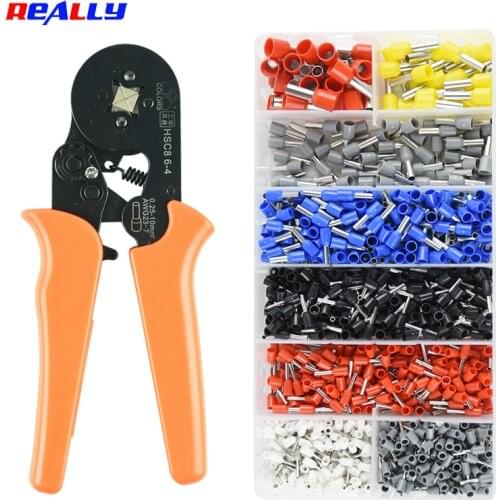 Ferrule Crimping Tool Kit AWG23-7 Self-Adjustable Ratchet Crimper Plier Set With 1200PCS Wire Terminal Wire End Ferrules