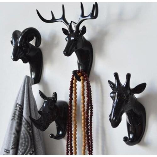 Wall Hanging Hook Elephant Deer Head Antlers for Hanging Clothes Hat Scarf Key Deer Horns Hanger Rack Wall Decoration