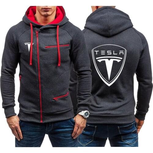 New Mens tesla Fitness Sport Jacket Coat Zipper Pocket Hooded Running Jackets Men Sportswear Workout Jogging Jacket Gym Hoodies