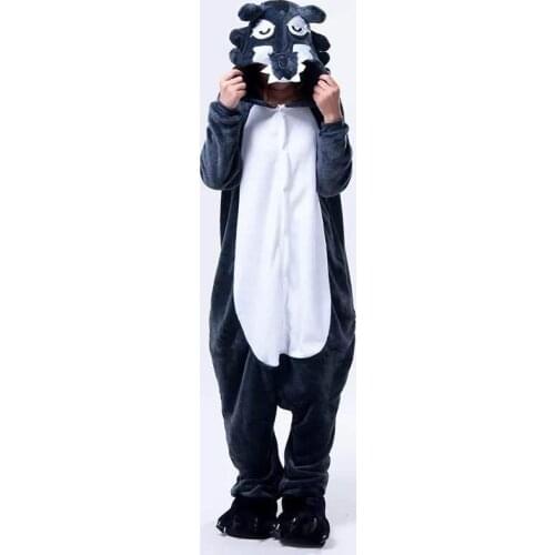 Unisex Kigurumi Adults Animal Pajamas Anime Onesie Wolf Flannel Cartoon Cute Warm Cosplay Sleepwear