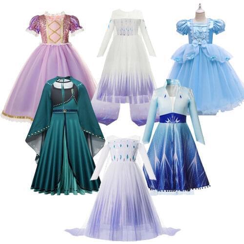 Halloween Princess Dress for Girls Elsa Snow White Cinderella Costume Princess Cosplay Kids Birthday Party Christmas Costume