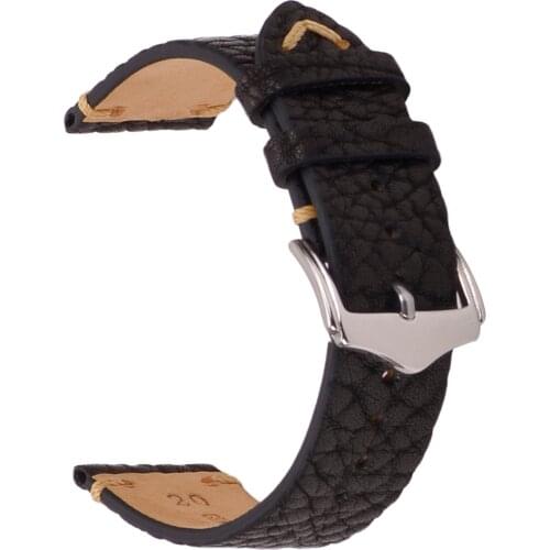 EACHE Genuine Leather Lichee Pattern Watch band 20mm 22mm Black Brown