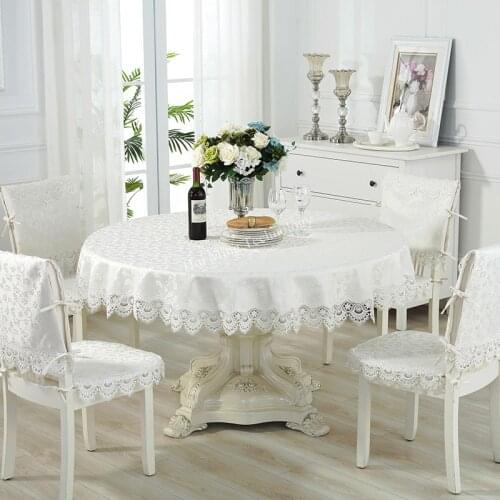 Luxury embroidered Round tablecloth white table dining table cover table cloth flower Lace bedside TV cabinet dust cloth HM1038