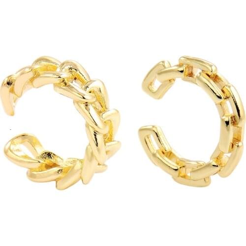 Mini Miami Cuban Link Chain Hoop Earrings Ear Jackets Cuff Minimal Simple Jewelry
