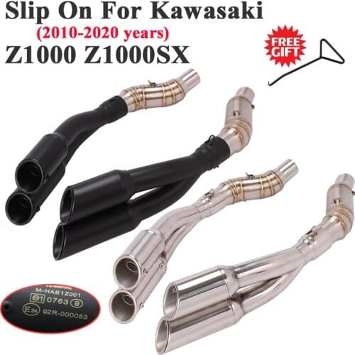 Slip On For Kawasaki Z1000 Z1000SX 2010 - 2020 Motorcycle Double Hole Exhaust Escape Silencer Middle Link Pipe Muffler DB Killer