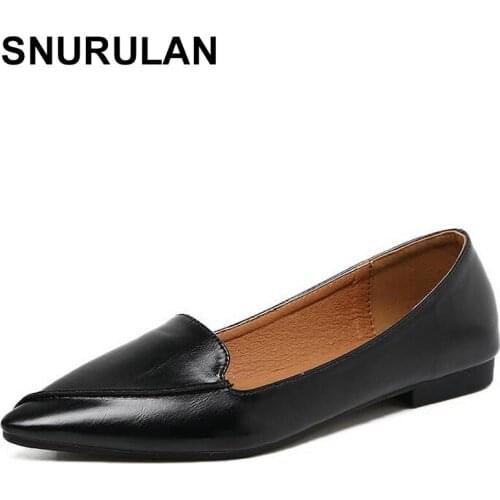 SNURULAN Designer Genuine Leather Women Casual Shoes Luxury Brand Flat Shoes Woman Boat Shoes Slip On Loafers zapatos mujer E603