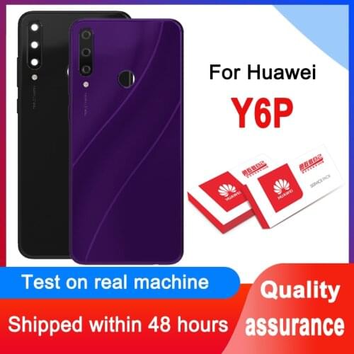 High Quality For Huawei Y6p Back Battery Door Cover + Camera Glass Lens + Side Keys For Huawei Y6p Rear Housing Replacement