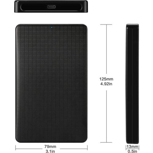 Xiwai USB-C Type-C to 2.5 Inch SATA SSD HDD External Hard Disk Enclosure for Laptop & PC Black White