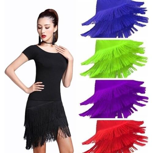 Fashion Latin Tango Ballroom Tassel Fringe Skirt Samba Salsa Dance Dancewear Partywear Multicolor Performance Skirt 903-A616