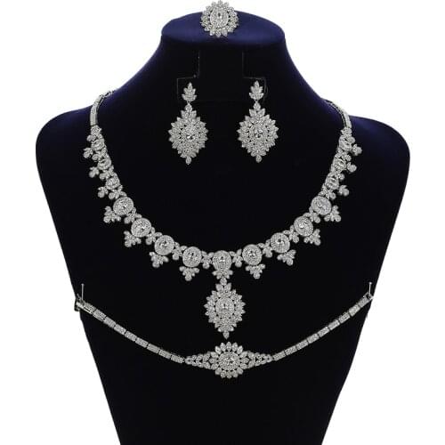 Jewelry Sets HADIYANA Simple Designer Vintage Women Wedding Necklace Earrings Ring And Bracelet Set Zircon CNY126 Bisuteria