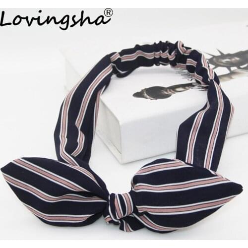 LOVINGSHA Striped Design Hair Tie Cute Ladies Headbands For Women New Bow Hair Holder Rope Female Hair Accessories Turban FD097