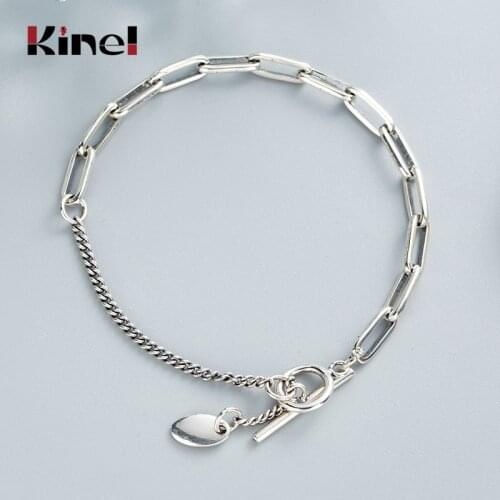 Kinel Thai Silver O-Shaped Buckle Chain Bracelet for Women Genuine 925 Sterling Silver Vintage Anti allergy Gift Fine Jewelry
