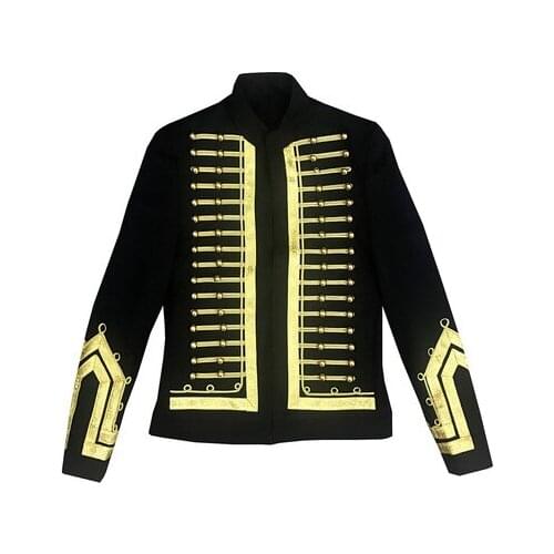 100%real mens blackwith golden cord slim jacket/fashion model tuxedo jacket/ASIA SIZE