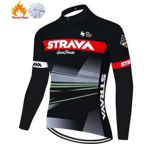 2021 STRAVA maillot cyclisme homme ​Winter Thermal Fleece bike jersey for men women cycling jersey long sleeve