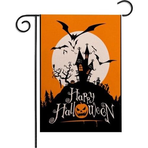 30x45cm Halloween Pumpkin Garden LinenFlag Welcome Fall Pumpkin Pattern Decoration Double-sided Printing Banner Outdoor Decor