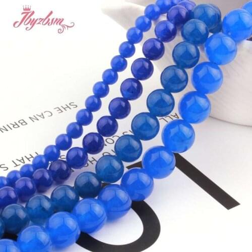 6,8,10,12mm Round Dark Blue Jades Beads Smooth Loose Stone Beads For DIY Necklace Bracelets Earring Jewelry Making Strand 15"