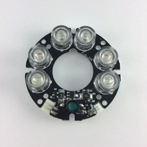 90 Degree Dia.22-Dia.52mm Infrared 6 IR LED board for CCTV cameras night vision DC12V power supply for 60size housing