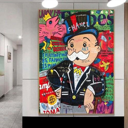 Abstract Graffiti Art American Uncle Graffiti Canvas Painting Street Element Interior Decoration Wall Hanging Painting(No Frame)