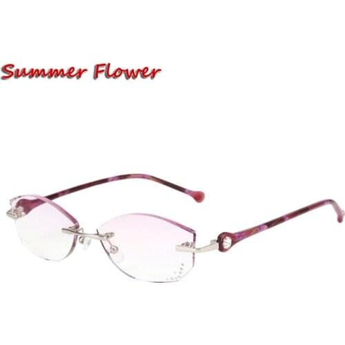 Chashma Brand Women Diamond Trimmed Tint Lenses Glasses Frame Prescription Spectacles Female Fashion Colored Stones Lenses