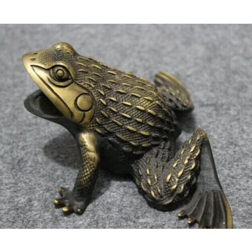 Bronze Decoration Pure Brass Good value Lucky Folk Chinese Bronze Folk Jump Frog Hoptoad Animal Statue Incense Burner Censer
