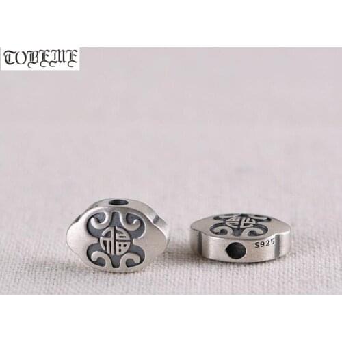 Handmade 925 Silver Beads Vintage Silver Lucky Symbol Beads Good Luck Beads DIY Jewelry Findings