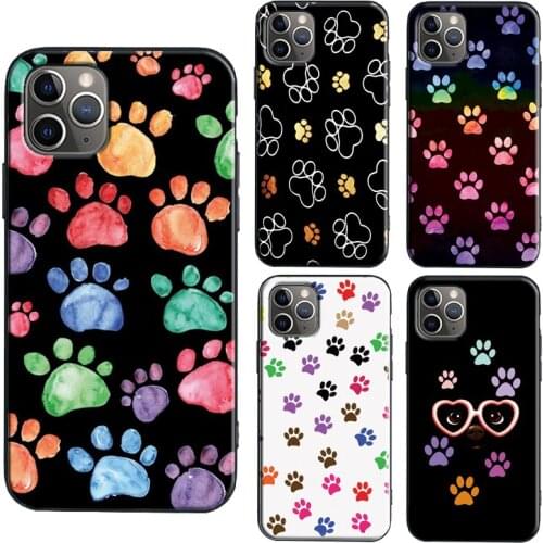 Watercolor Paw Prints TPU Case For iPhone 11 12 Pro Max mini X XS Max XR 6S 7 8 Plus SE 2020 Cover Fundas