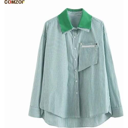 Женские рубашки в полоску COMZOF China At AliExpress