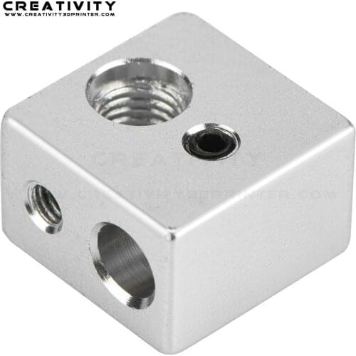 3d part MK10 Heating Blocks M7 thread for Wanhao Dupicator D4 /I3/ Dremel 3D Printer parts 20x20x13mm Aluminium Alloy Silver