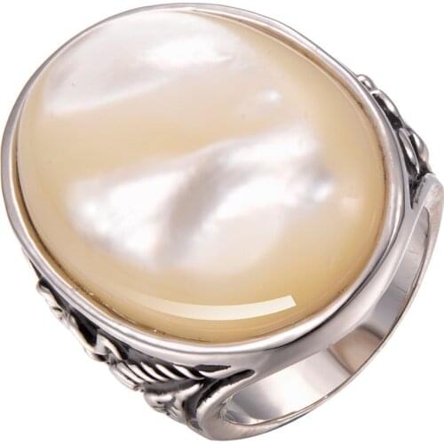 Wholesale Pearl shell 925 sterling silver Ring Fashion Ring Size 6 7 8 9 10 F1252