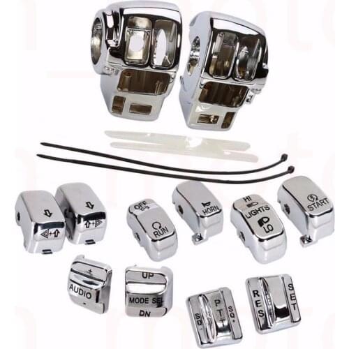 Chrome Switch Housing Cover+10 Cap For Harley Electra Glide Road Glide Tri Glide 1996-2013