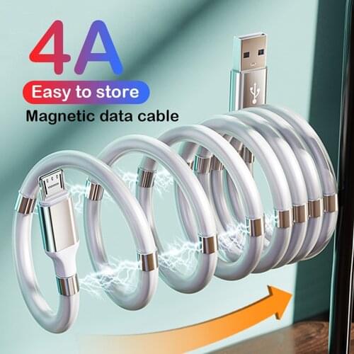 4A USB Type C Magnetic Magic Rope Cable Fast Charging Data Sync Smart Phone Type-C Cord For iPhone 12 Pro Max Xiaomi 11 Huawei