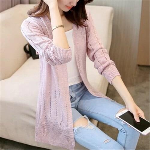 Fashion long spring and autumn thin style with Korean version of loose summer air conditioning shirt womens PZ2227
