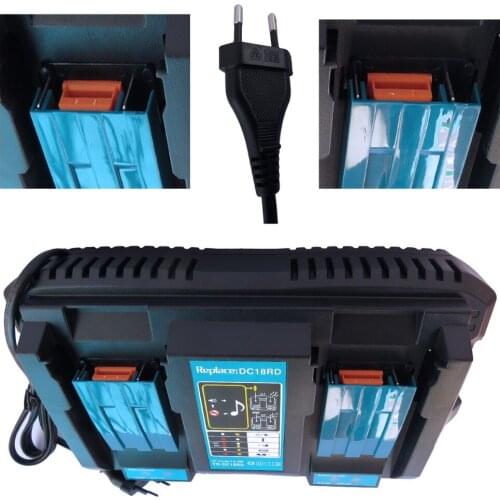 Newest Double Battery Charger For Makita 14.4V 18V BL1830 Bl1430 DC18RC DC18RA EU Plug with USB Port
