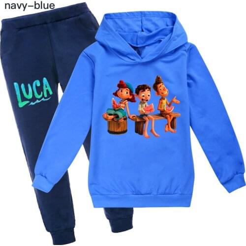 New Cotton child Tracksuit Autumn Clothing Sets Children Boys Girls movie Luca Clothes Kids Hooded T-shirt Pants Suits 2-16Y