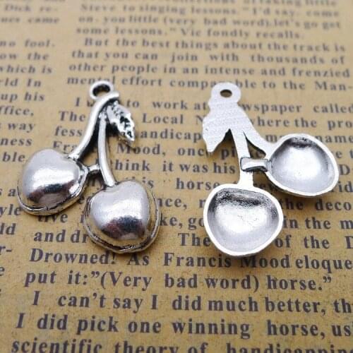 10pcs/Lot 22x30mm Antique Silver Color Cherry Charms Pendant For Jewelry Making DIY Jewelry Findings
