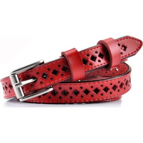 New retro Genuine Leather hollow thin belt women casual Female belt for jeans dress accessories white belt size 105/110/115cm